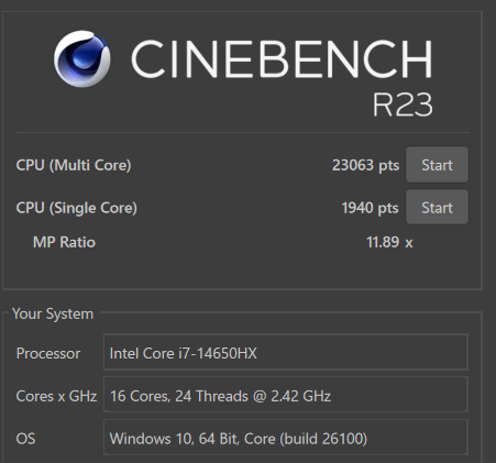 GALLERIA RL7C-R55-5N-cinebench