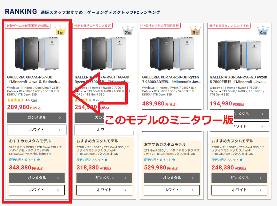 GALLERIA XPC7M-R57-GDranking