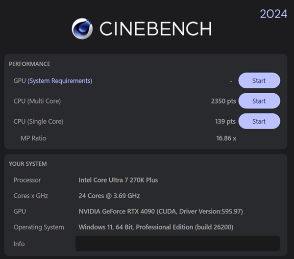 Core Ultra 7 270K Plus-cinebench2024