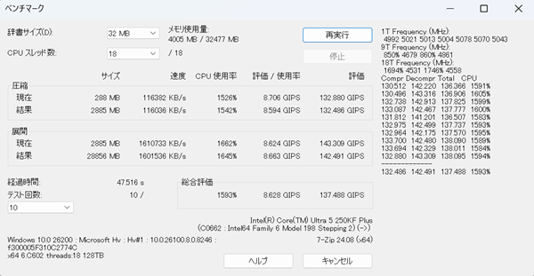 Core Ultra 5 250K Plus7-zip