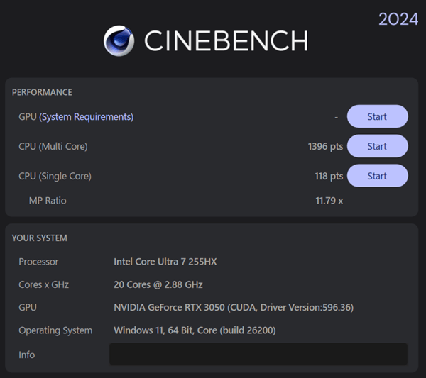 LOQ Tower 17IAX10cinebench2024